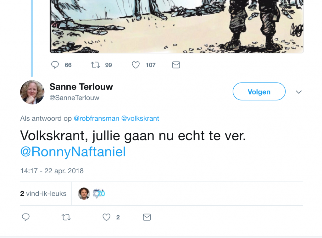 Reactie Sanne Terlouw op cartoon Collignon